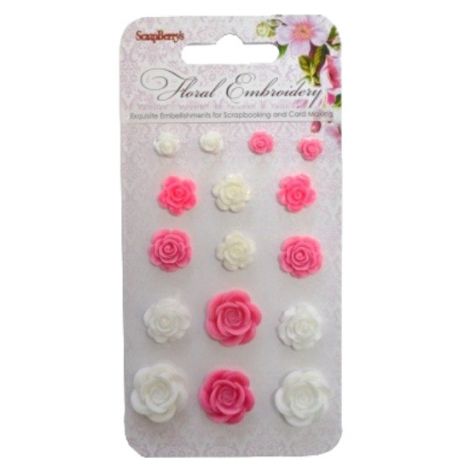 Ozdoby żywiczne ScrapBerry's Naklejki Floral Emroidery, 16szt